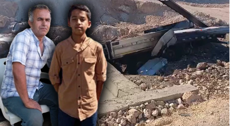 Devrilen tır yandı! Baba oğul hayatını kaybetti