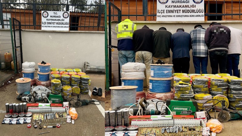 Gaziantep'te 600 bin TL'lik elektrik kablosu hırsızlığı: 6 şahıs tutuklandı