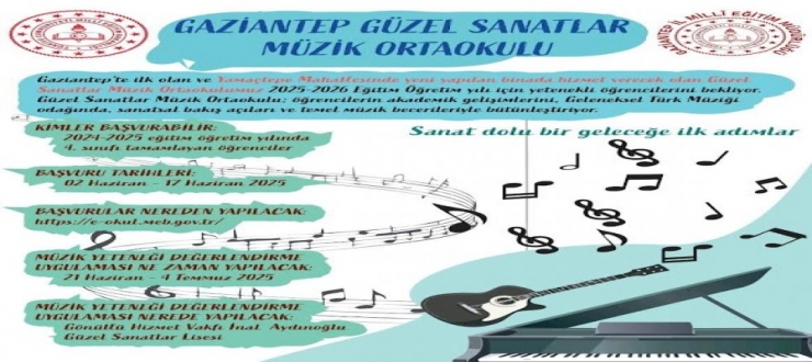 Gaziantep’te Bir İlk: Müzik Ortaokulu Yetenekli Öğrencilerini Bekliyor