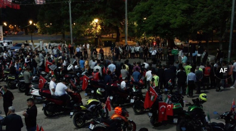 Gaziantep'te motosiklet sürücüleri İsrail'i protesto etti