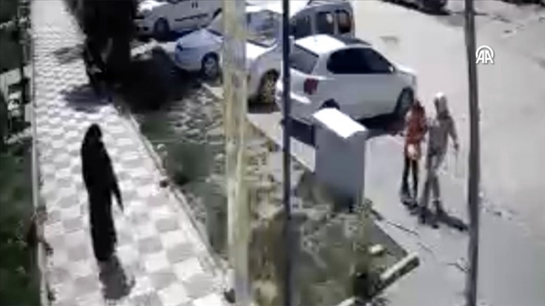 Gaziantep'te sahipsiz köpeklerin anne ve kızına saldırması güvenlik kamerasında