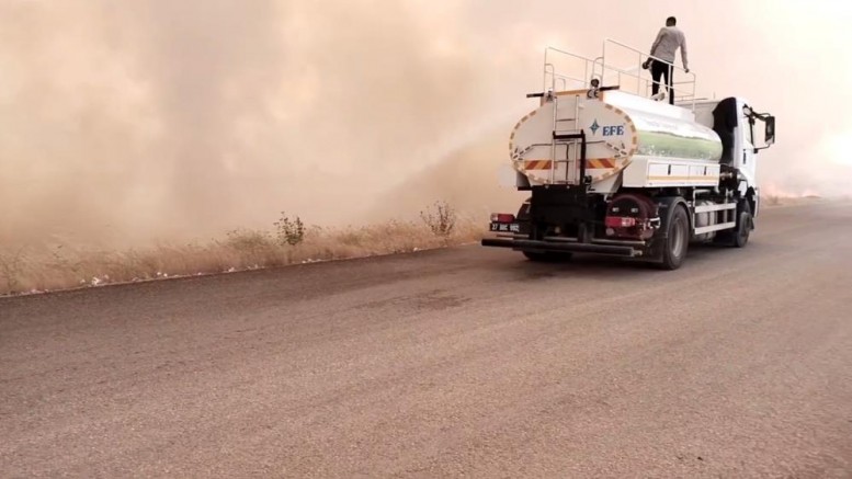 Gaziantep'teki anız yangını 10 saat sonra kontrol altına alındı