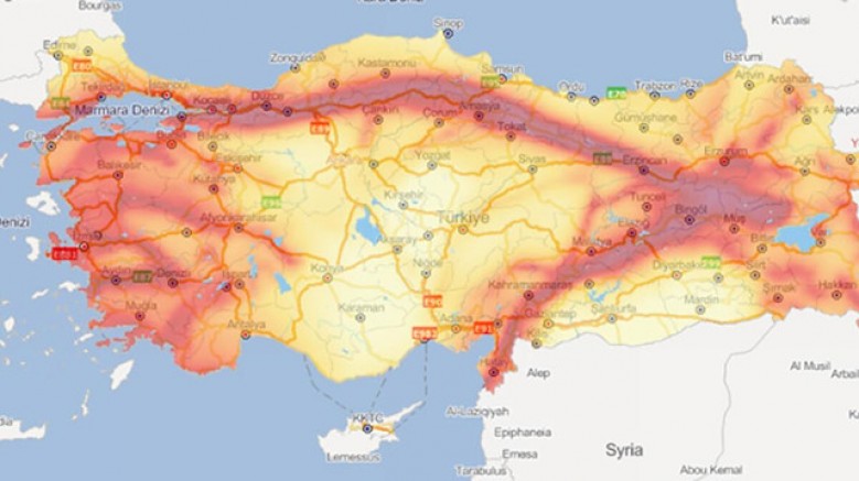 Harita güncellendi, Gaziantep'in De Bulunduğu 45 il diri fay hattı üzerinde