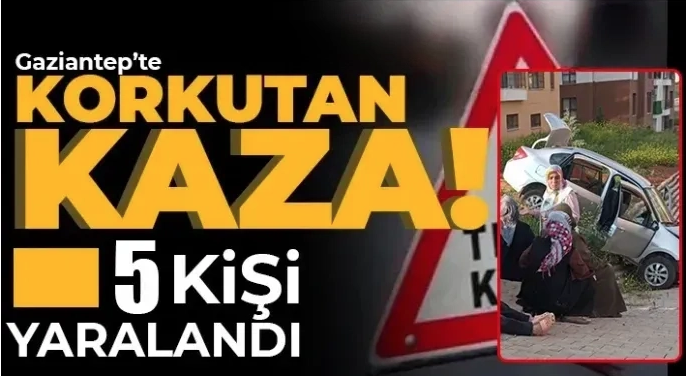 Nizip’te Fıstık Kent TOKİ’de Korkutan Kaza: Direksiyonu Kilitlenen Araç Şarampole Devrildi, 5 Yaralı