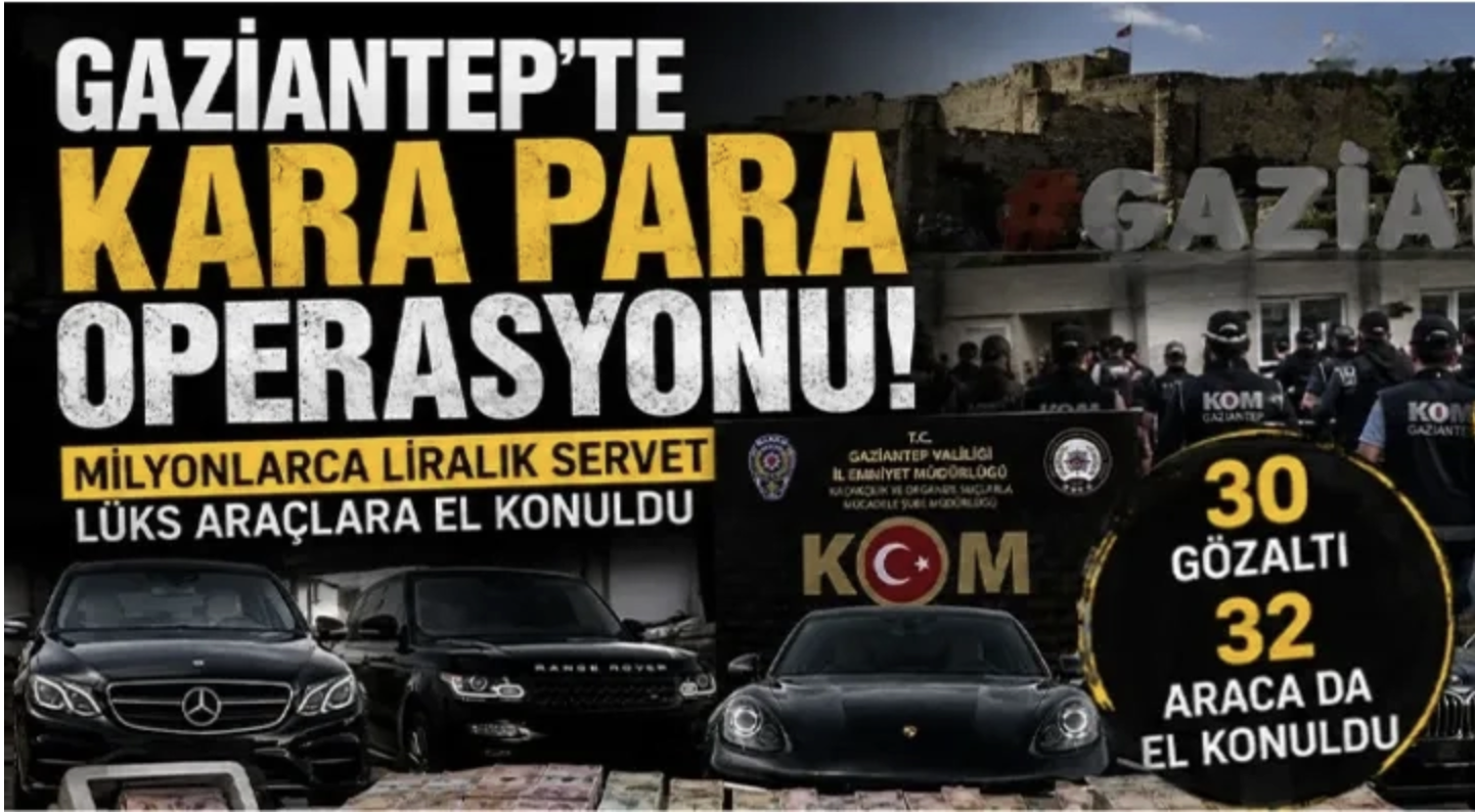 Gaziantep'te kara para operasyonu:Milyonlarca liralık servet Lüks araçlara el konuldu