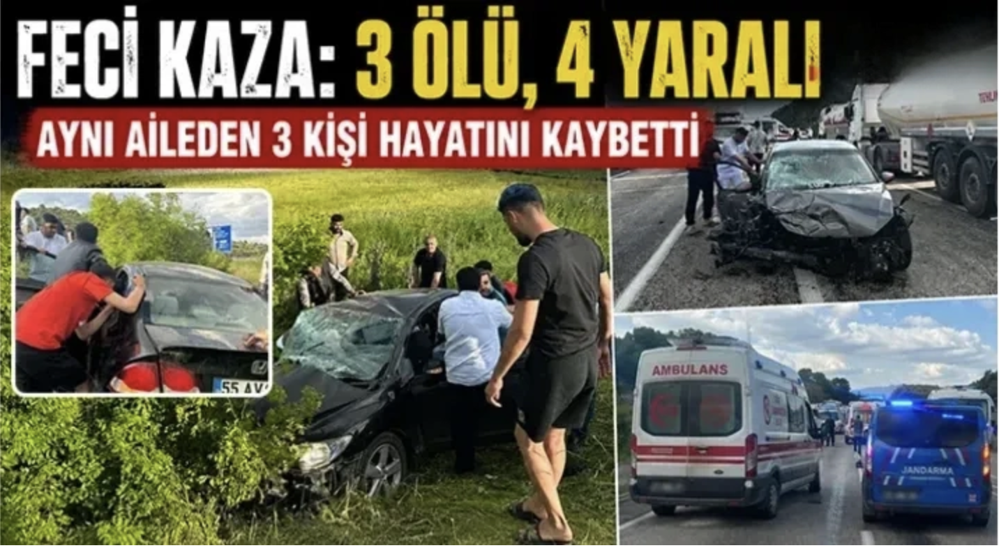 Feci kaza: 3 ölü, 4 yaralı
