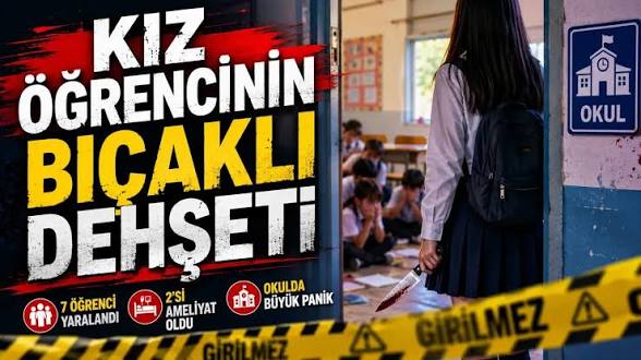 Kız öğrenciden korkunç saldırı... Önüne çıkanı bıçakladı