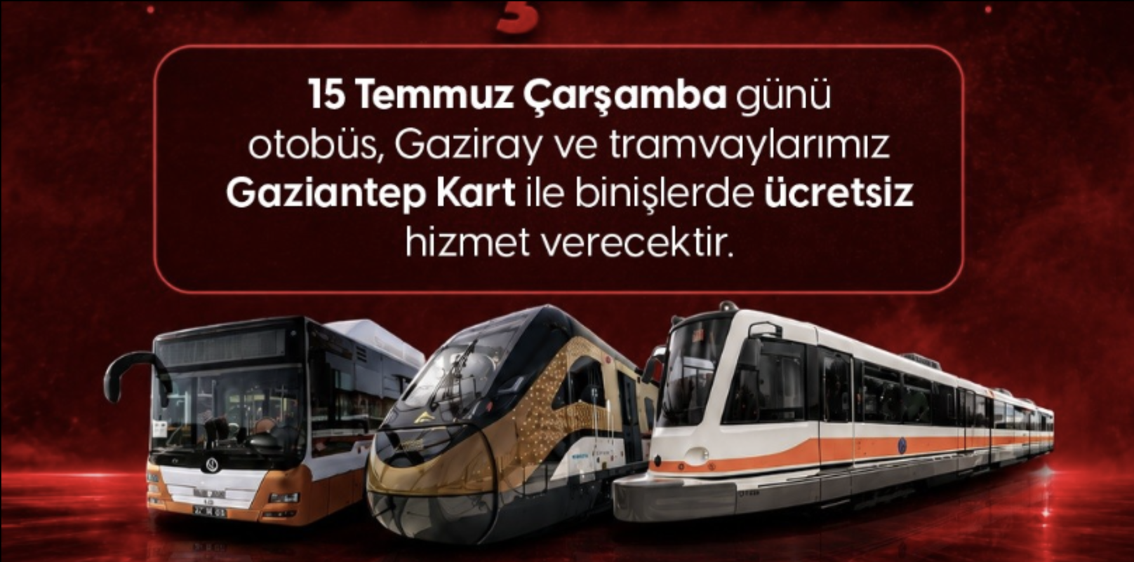 Gazianteplilere müjde, ücretsiz oldu