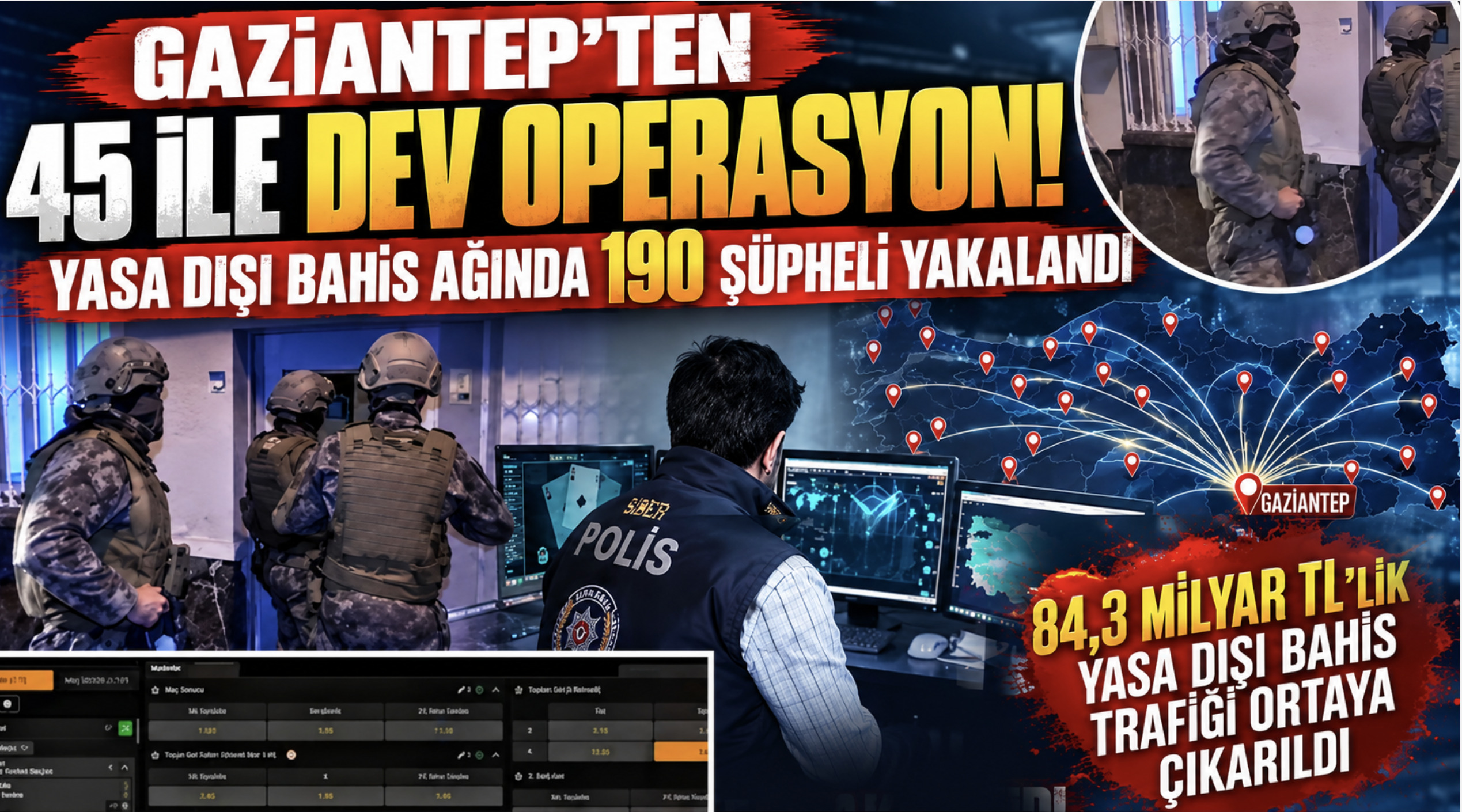 Gaziantep Merkezli Dev Operasyon! Yapay Zekâ Destekli İncelemeyle 330 Şüpheli Belirlendi