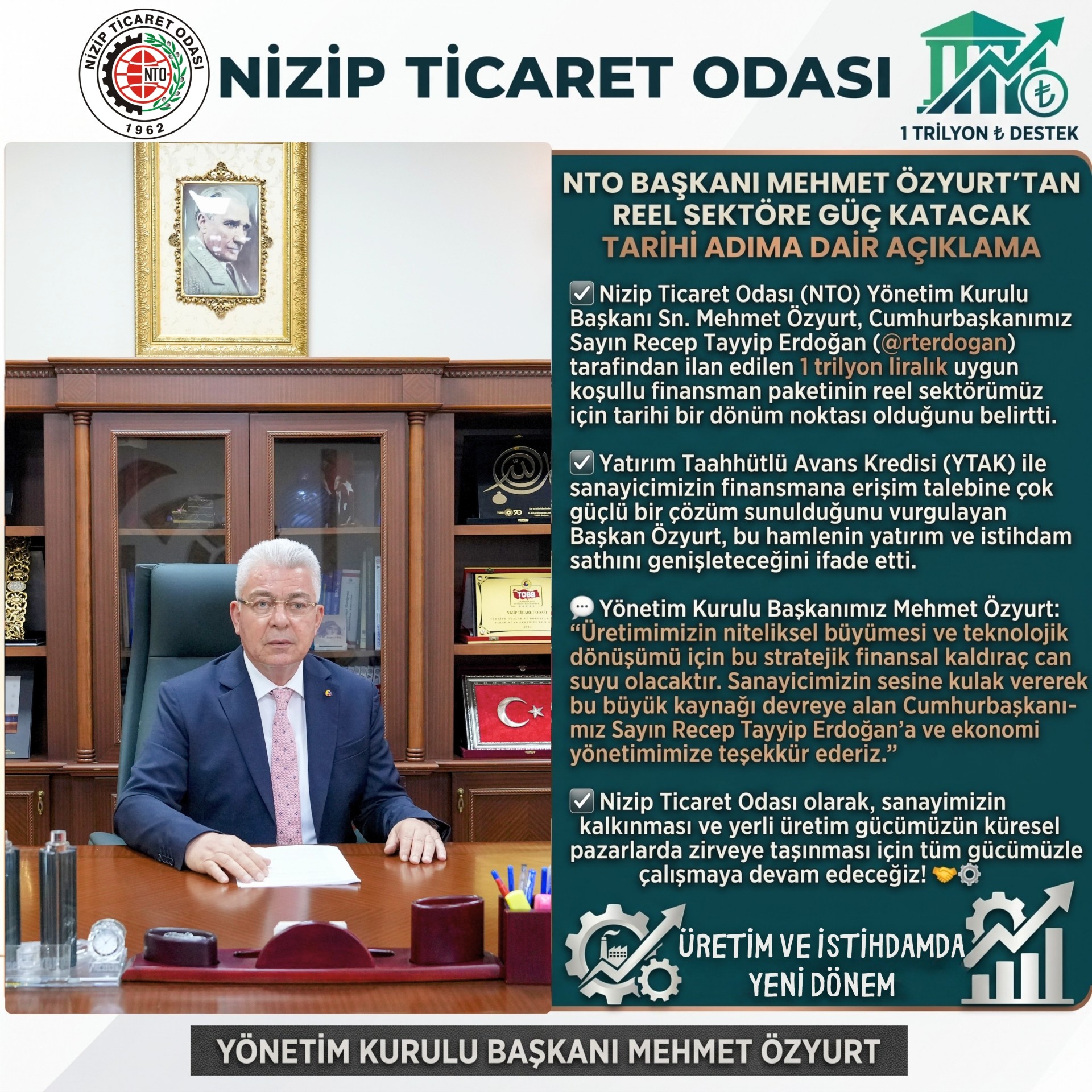 Özyurt: “1 Trilyonluk Güvence”