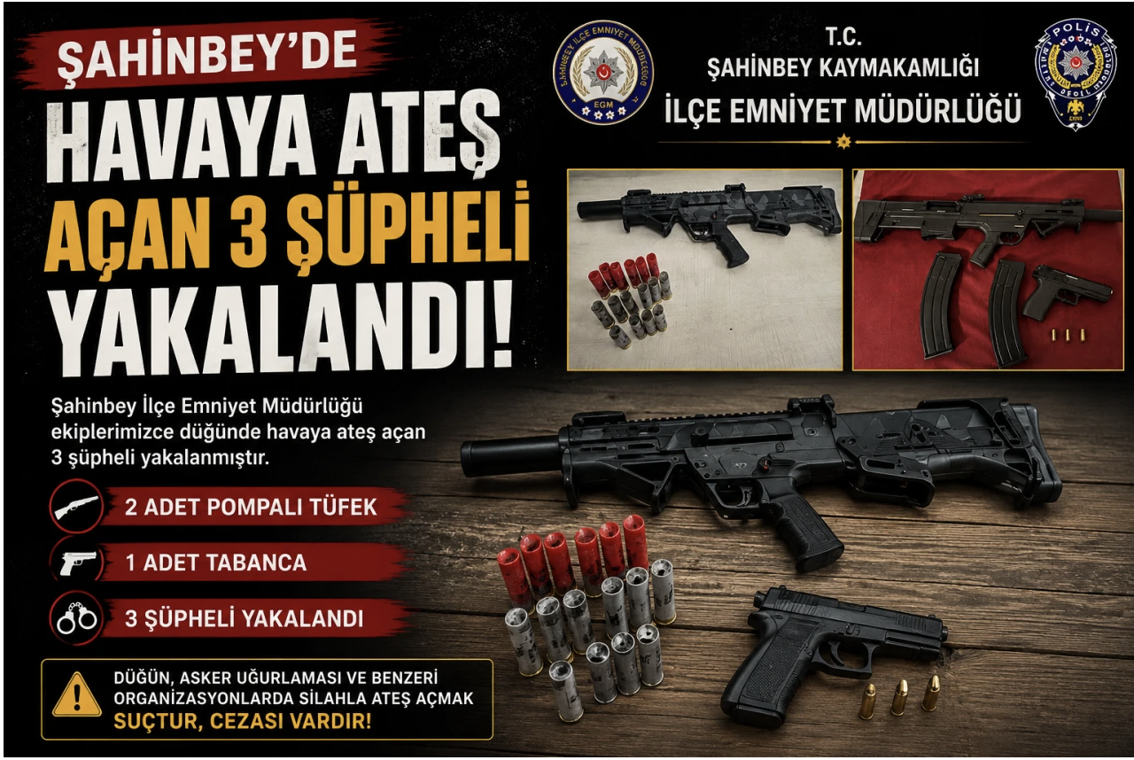 Gaziantep’te Düğünde Havaya Ateş Açan 3 Şüpheli Yakalandı