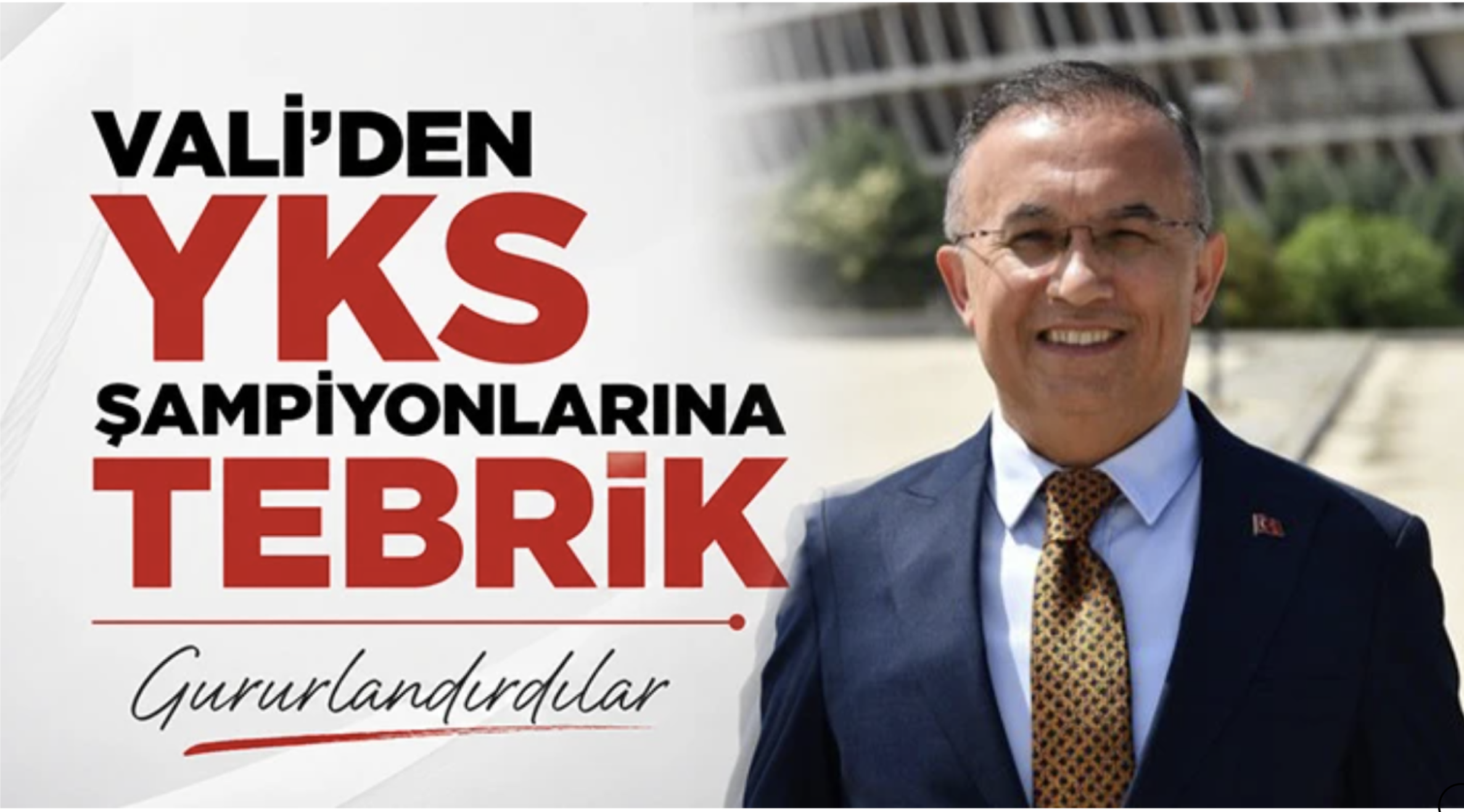 Vali'den YKS Şampiyonlarına Tebrik