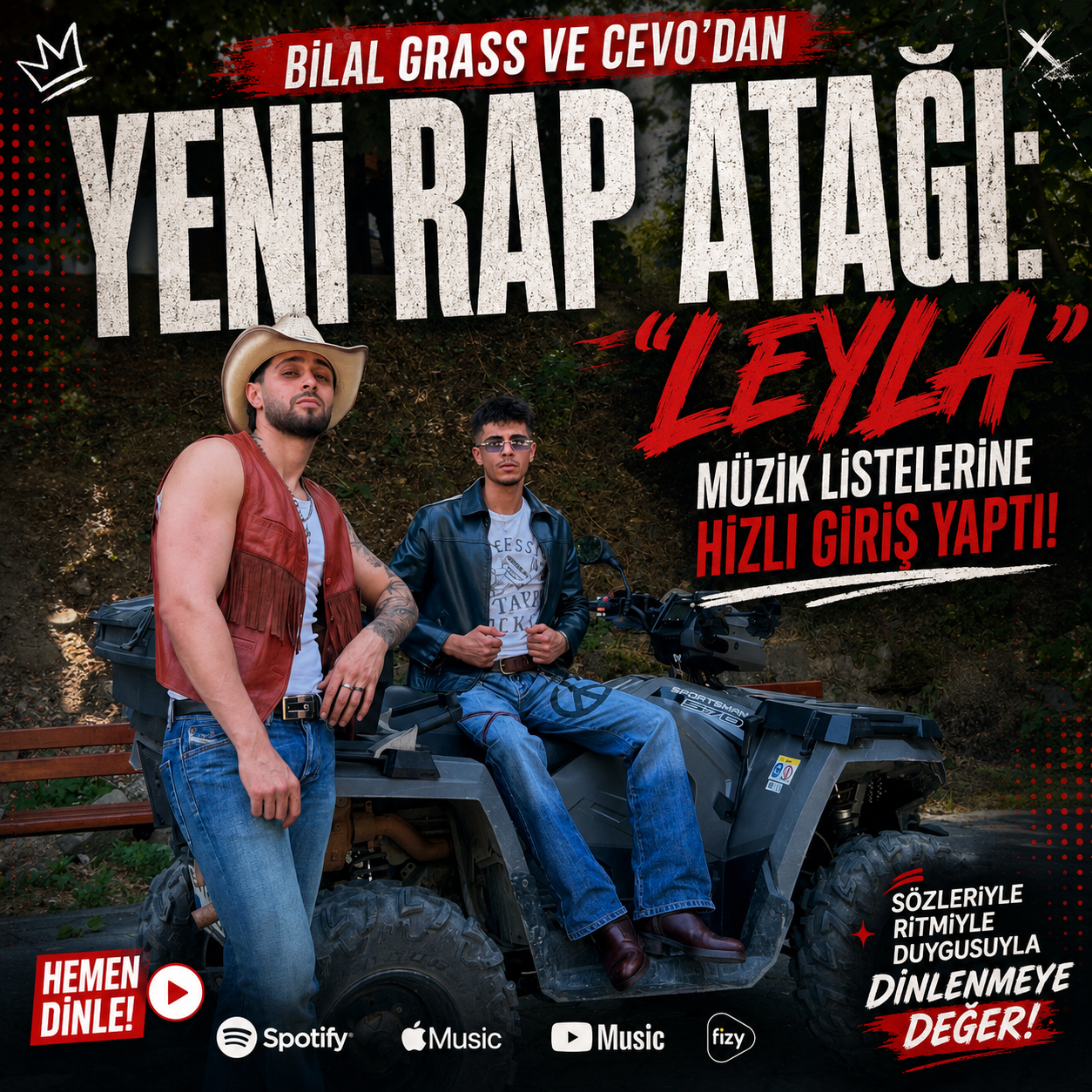 BİLAL GRASS VE CEVO’DAN YENİ RAP ATAĞI: “LEYLA” MÜZİK LİSTELERİNE HIZLI GİRİŞ YAPTI!