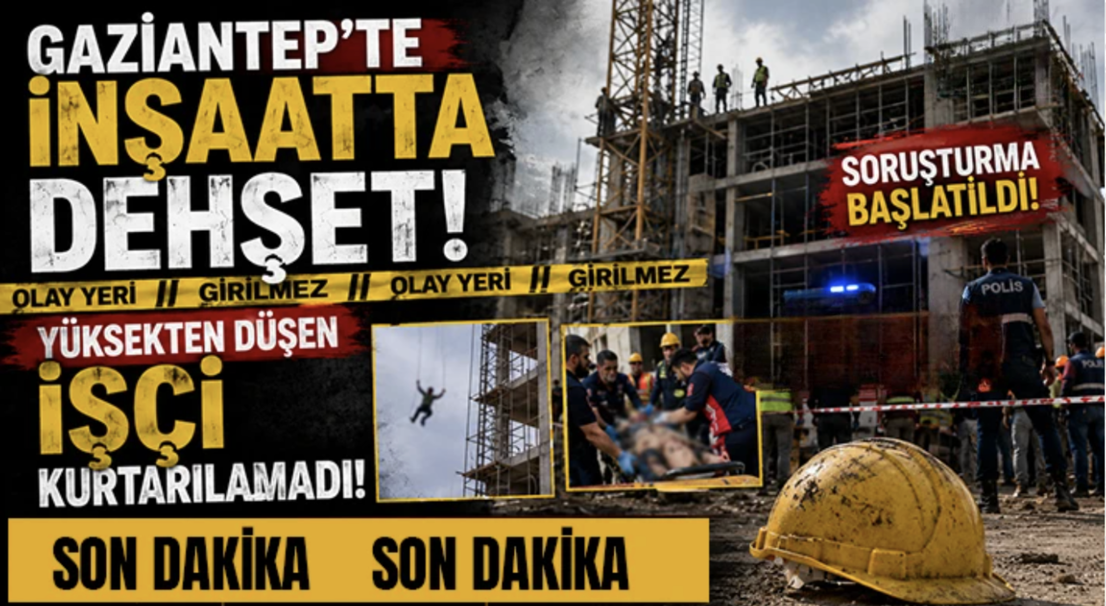 Gaziantep'te inşaatta dehşet: Yüksekten düşen işçi kurtarılamadı