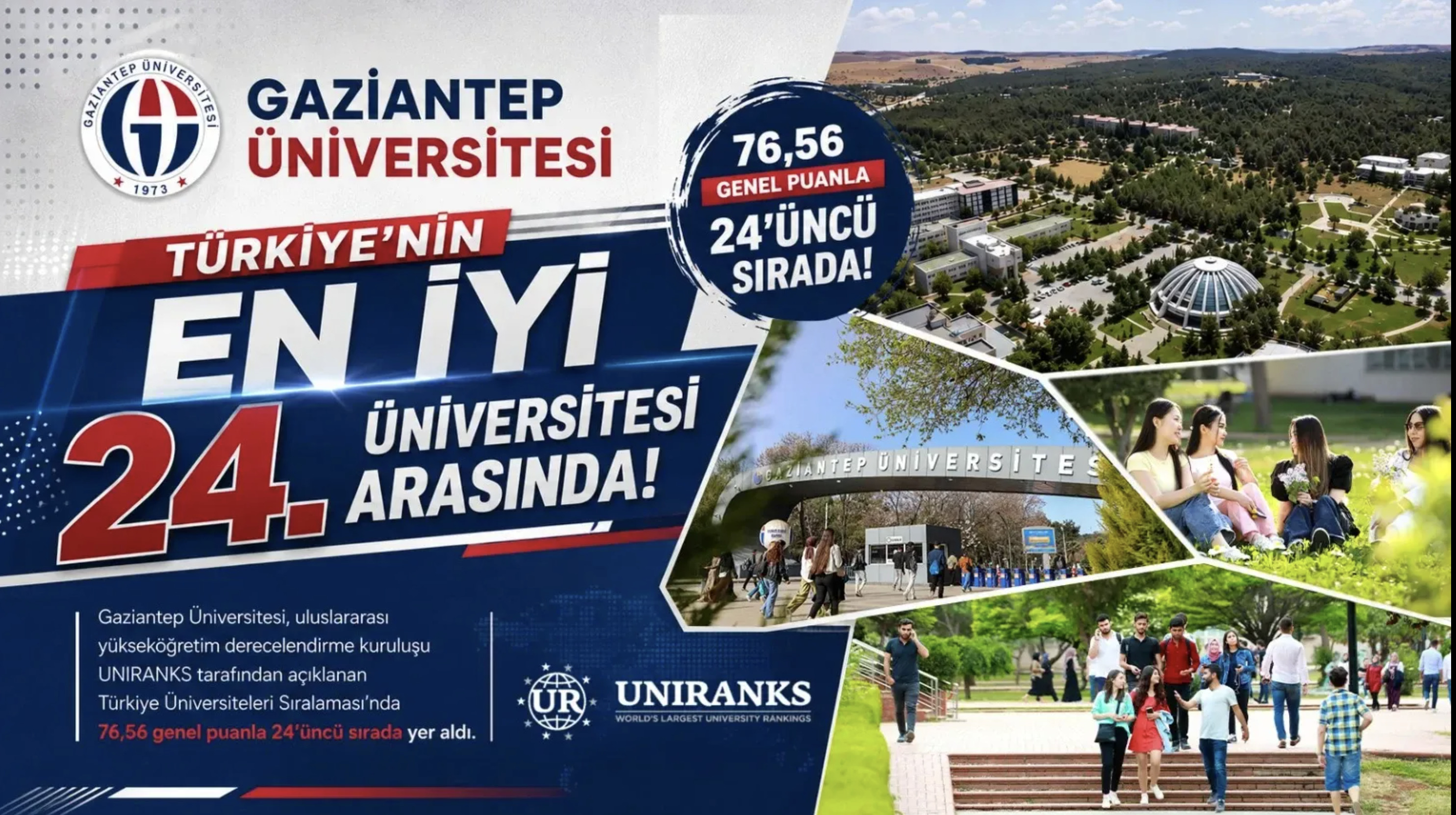 Gaziantep Üniversitesi en iyi 24 Üniversite arasında
