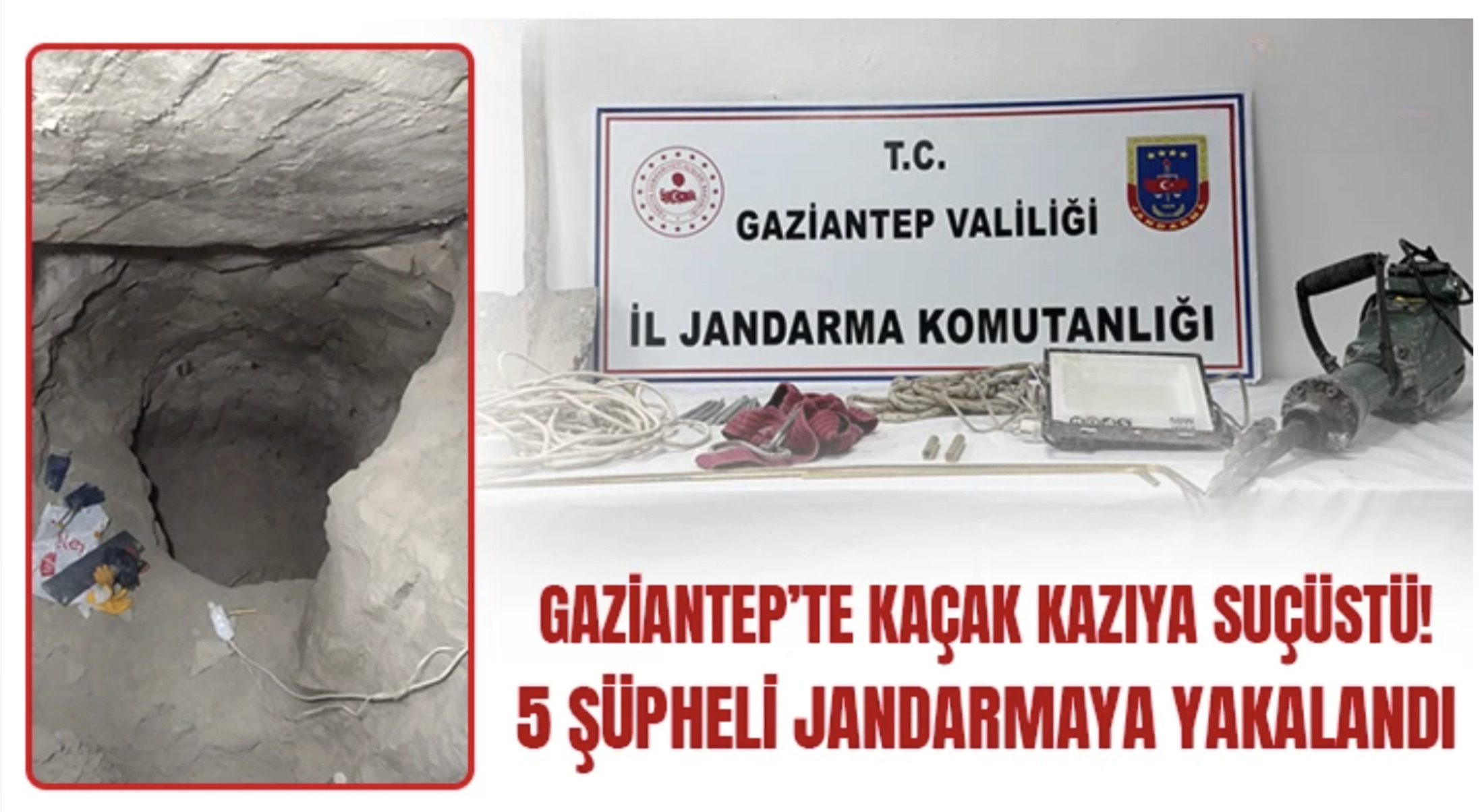 Gaziantep’te Kaçak Kazıya Suçüstü! 5 Şüpheli Jandarmaya Yakalandı