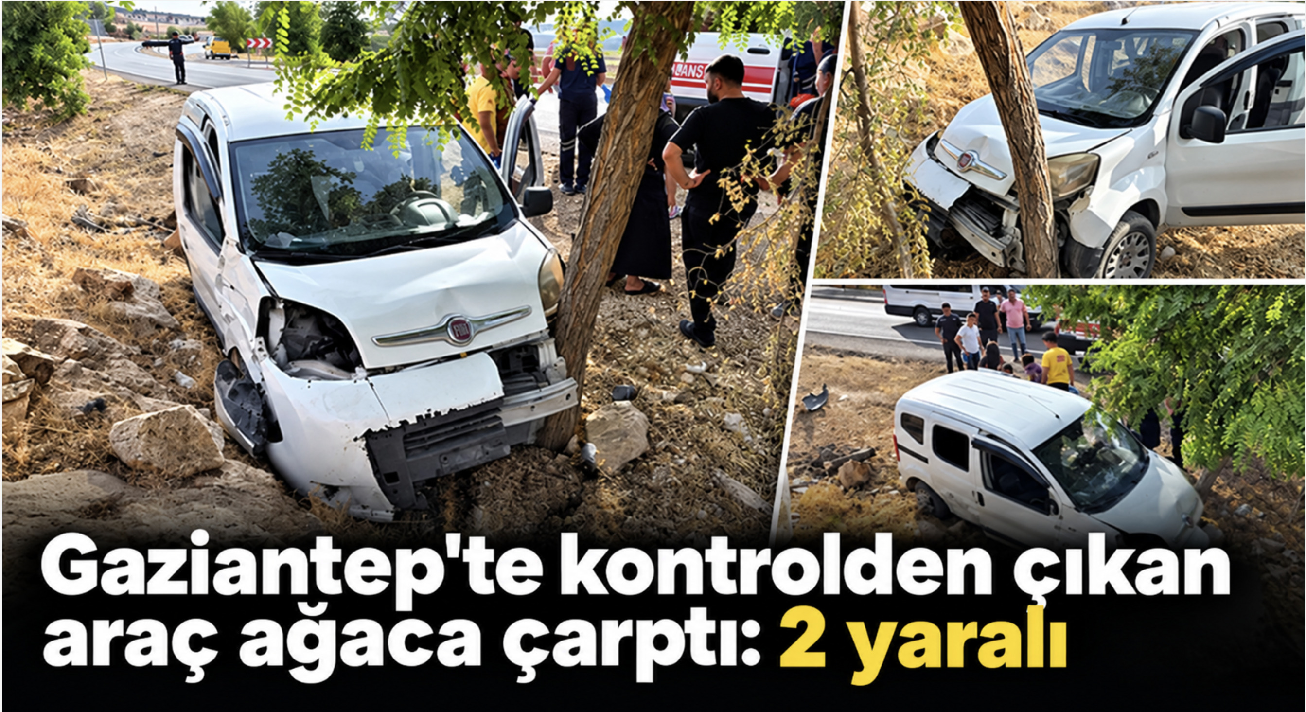 Kontrolden çıkan araç ağaca çarptı: 2 yaralı