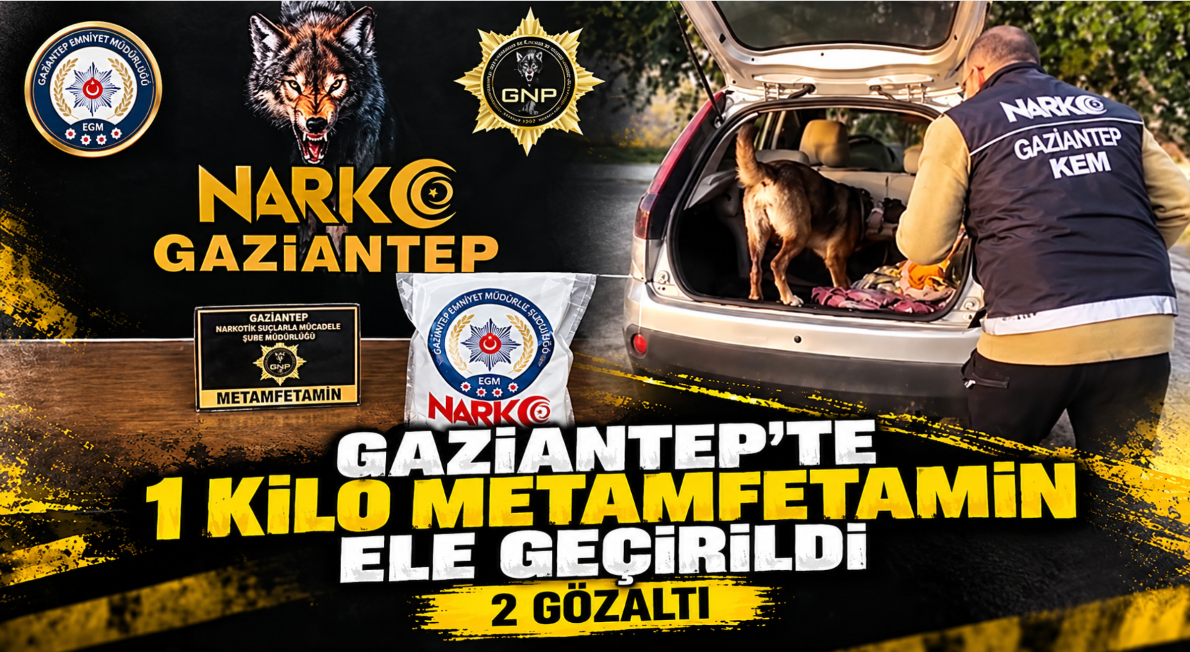 Gaziantep'te 1 kilo metamfetamin ele geçirildi: 2 gözaltı