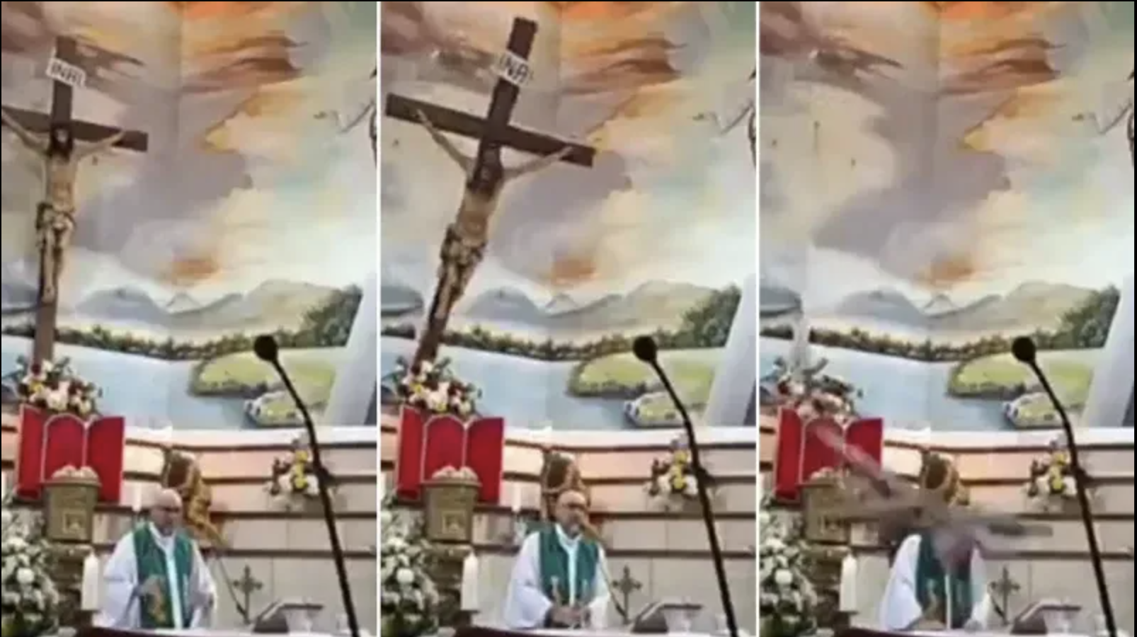 Canlı yayındaki ayin sırasında başına haç düşen rahip öldü