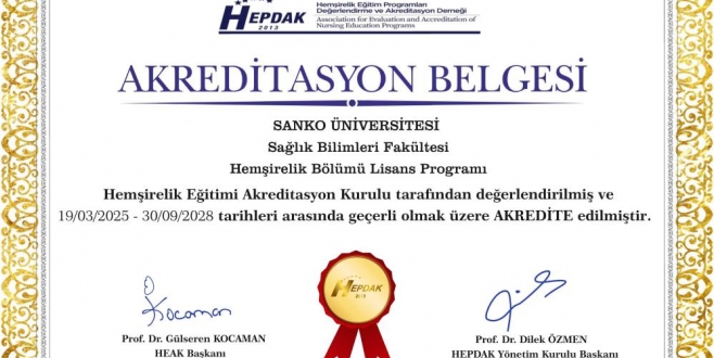 SANKO Üniversitesi hemşirelik programı yeniden akredite edildi