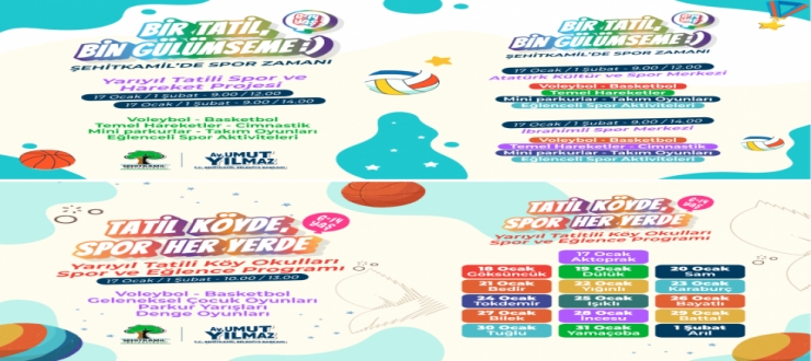 Yarıyıl Tatili Şehitkamil’de Spor Şenliğiyle Şenlenecek